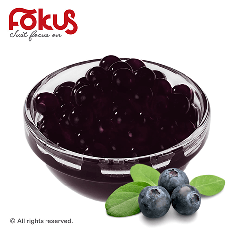 Blueberry popping boba for bubble tea and fruit drinks – juicy bursting pearls with rich berry flavor