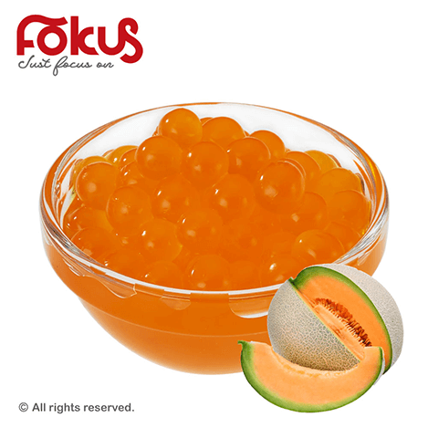 Cantaloupe popping boba for bubble tea and fruit teas – sweet orange bursting pearls with melon flavor