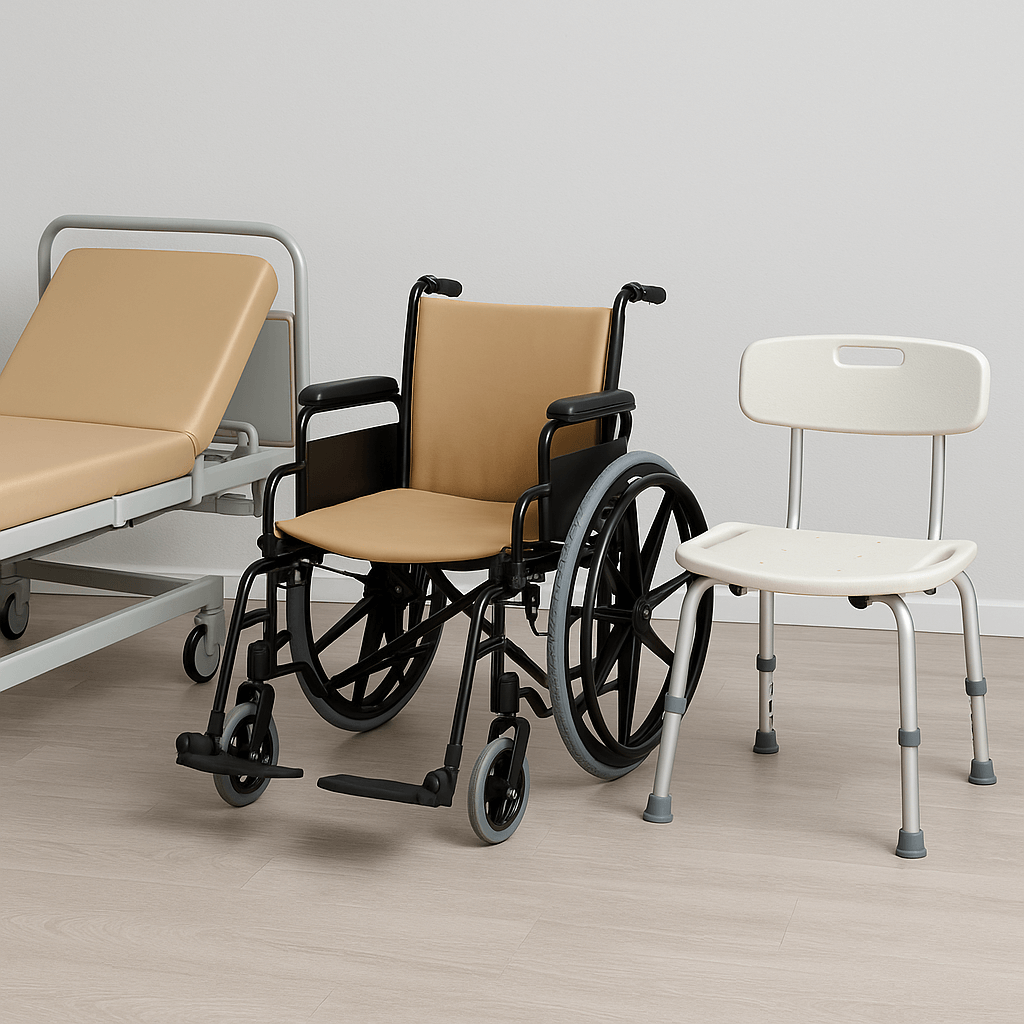 Close-up view of waterproof and easy-to-clean silicone leather used in medical equipment upholstery such as hospital beds, wheelchairs, and bath chairs.