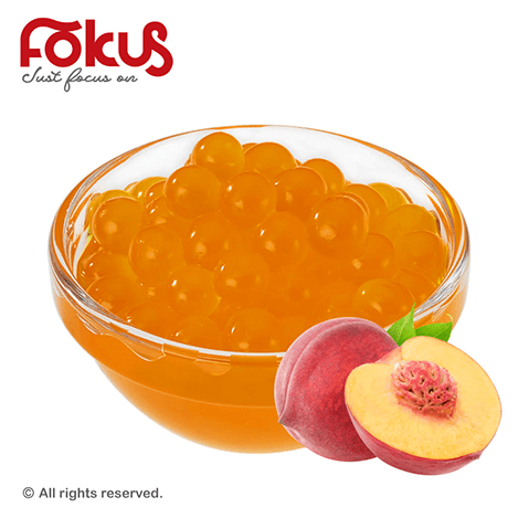Peach popping boba for bubble tea and fruit teas – sweet bursting pearls with juicy peach flavor